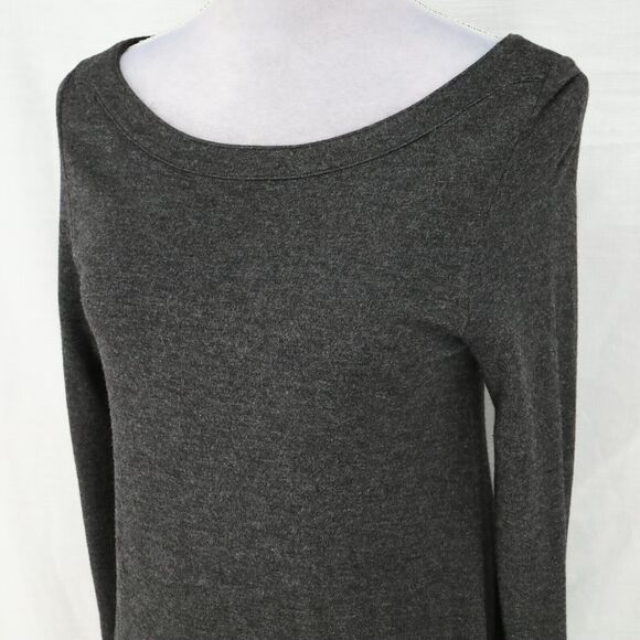 Ann Taylor Loft Dress Womens Small Gray Stretch Knit T-shirt Midi Fit n Flare - Picture 8 of 12